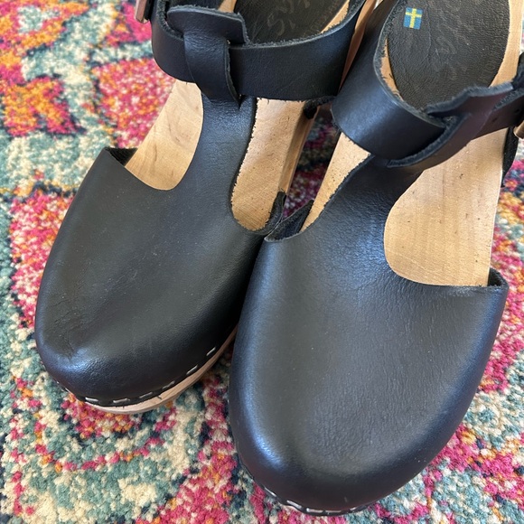 Lotta’s of Sweden | Women’s Black Leather Mary Jane Ankle Strap Clogs, size 6.5 - Picture 6 of 16